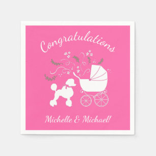 Serviette En Papier Baby shower de chien de canicule fille rose
