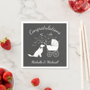 Serviette En Papier Baby shower de Chien d'or neutre pour les hommes