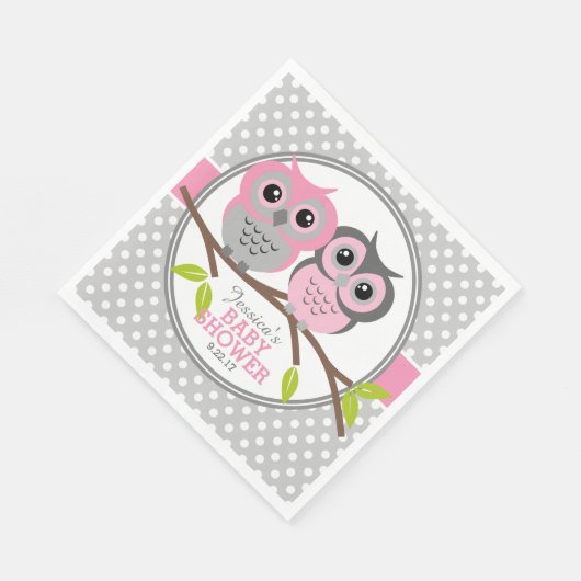 Serviette En Papier Baby shower de Chouettes adorables (Coin)