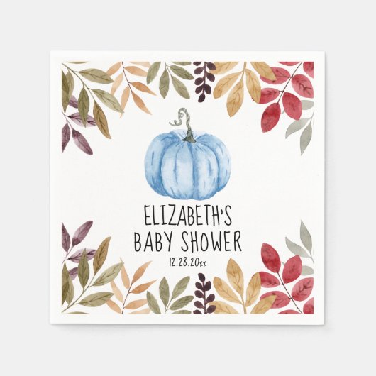 Serviette En Papier Baby shower de chute Citrouille bleu Naples (Devant)