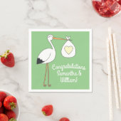 Serviette En Papier Baby shower de cigogne Printemps vert (En situation)