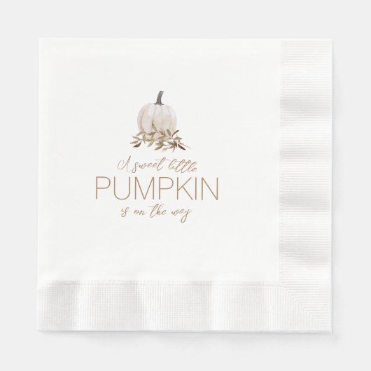 Serviette En Papier Baby shower de Citrouille de Boho Rustique blanc (Devant)