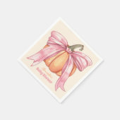 Serviette En Papier Baby shower de Citrouille Retro Pink Bow (Coin)