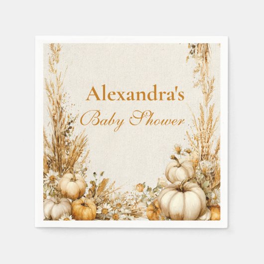 Serviette En Papier Baby shower de Citrouille rustique d'automne (Devant)