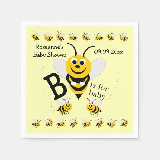 Serviette En Papier Baby shower de conception d'abeilles (Devant)
