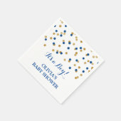 Serviette En Papier Baby shower de Confetti Bleu Gold Dark Navy (Coin)