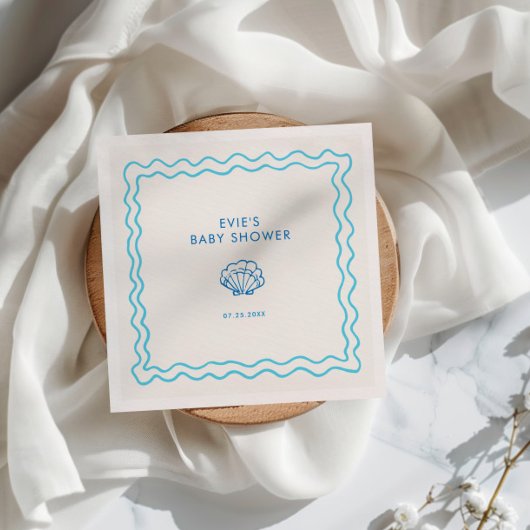 Serviette En Papier Baby shower de coquille à main lunaire