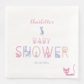Serviette En Papier Baby shower de couleur mignonne Cat Pastel (Devant)