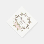 Serviette En Papier Baby shower de couronne de fleurs roses (Coin)
