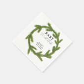 Serviette En Papier Baby shower de couronne de Noël aquarelle (Coin)