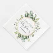 Serviette En Papier Baby shower de couronne d'eucalyptus en or vert (Coin)