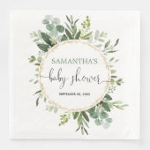 Serviette En Papier Baby shower de couronne d'eucalyptus en or vert (Devant)