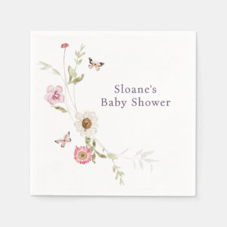 Serviette En Papier Baby shower de couronne fleur sauvage Meadow