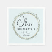 Serviette En Papier Baby shower de couronne simple à eucalyptus (Devant)