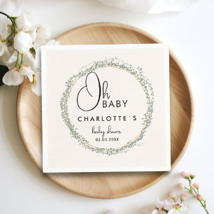 Serviette En Papier Baby shower de couronne simple à eucalyptus