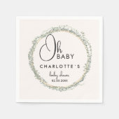 Serviette En Papier Baby shower de couronne simple à eucalyptus (Devant)