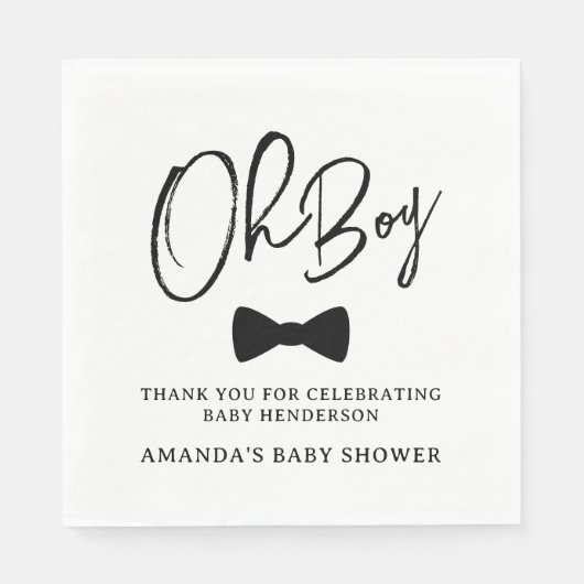 Serviette En Papier Baby shower de Cravate Bow Black Boy (Devant)