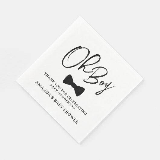 Serviette En Papier Baby shower de Cravate Bow Black Boy (Coin)