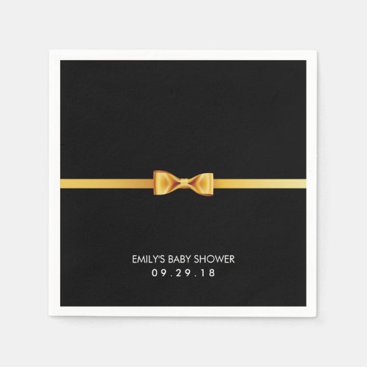 Serviette En Papier Baby shower de Cravate simple Gold Bow (Devant)