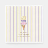 Serviette En Papier Baby shower de crème glacée jaune violet (Devant)