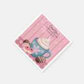 Serviette En Papier Baby shower de crème humide en bois rose (Coin)