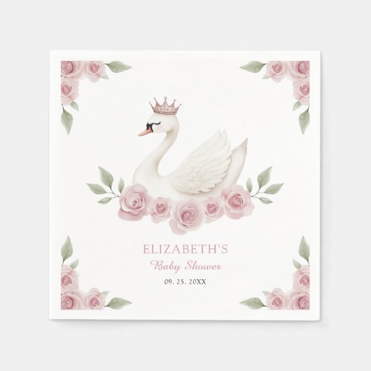 Serviette En Papier Baby shower de cygne (Devant)