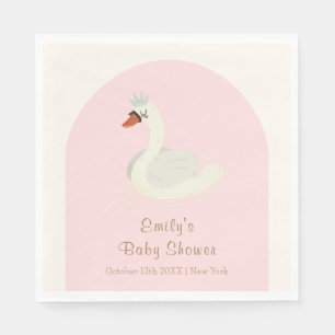 Serviette En Papier Baby shower de cygne rose élégant Boho Arch Prince