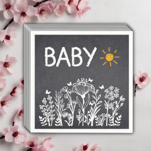 Serviette En Papier Baby shower de dessin Chalkboard Baby Spring