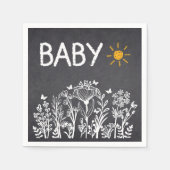 Serviette En Papier Baby shower de dessin Chalkboard Baby Spring (Devant)