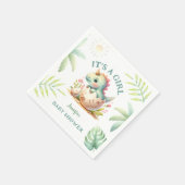 Serviette En Papier Baby shower de dinosaure rose mignon fille (Coin)