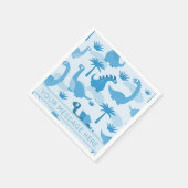 Serviette En Papier Baby shower de dinosaures Bleu (Coin)