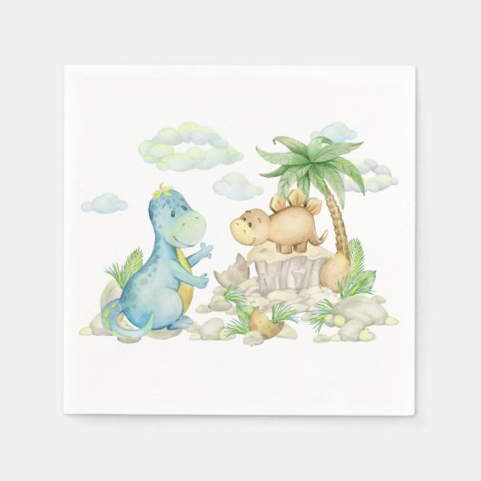 Serviette En Papier Baby shower de fête d'anniversaire de Dinosaur (Devant)