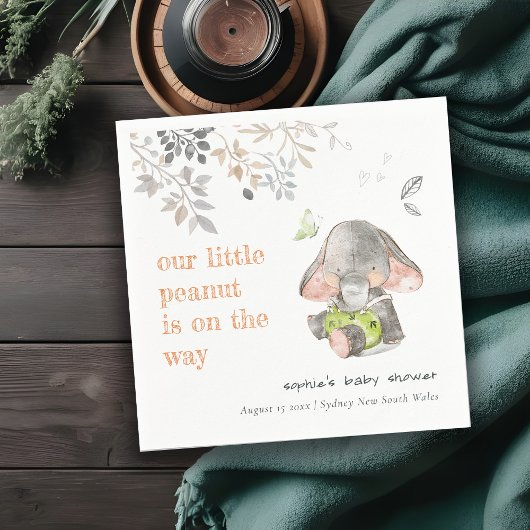 Serviette En Papier Baby shower de feuillage d'éléphant de petite arac