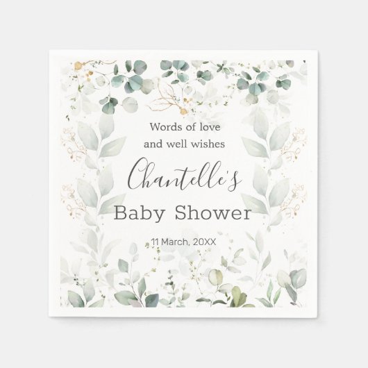 Serviette En Papier Baby shower de feuillage Eucalyptus (Devant)