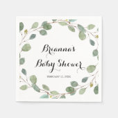 Serviette En Papier Baby shower de feuillage Eucalyptus vert (Devant)