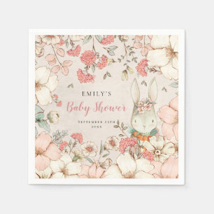 Serviette En Papier Baby shower de feuillage Vintage Bunny