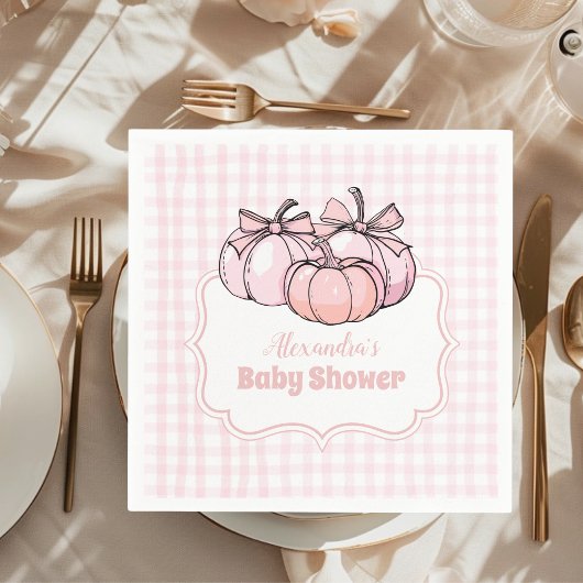 Serviette En Papier Baby shower de fille Citrouille rose