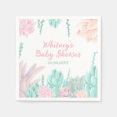 Serviette En Papier Baby shower de fille d'aquarelle botanique Succule (Devant)