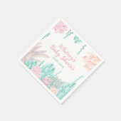 Serviette En Papier Baby shower de fille d'aquarelle botanique Succule (Coin)