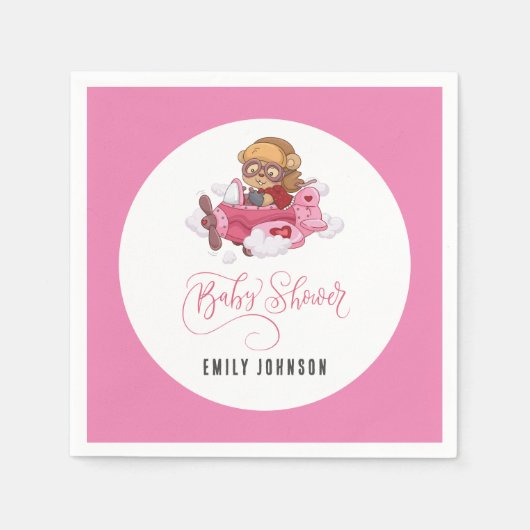 Serviette En Papier Baby shower de fille d'avion (Devant)