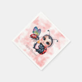 Serviette En Papier Baby shower de fille de coccinelle et papillon (Coin)