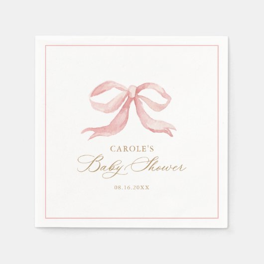Serviette En Papier Baby shower de fille de garçon de garçon rose (Devant)