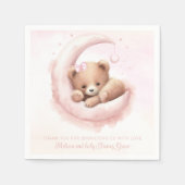 Serviette En Papier Baby shower de fille d'ours rose pâle (Devant)