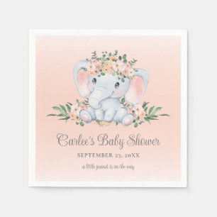 Serviette En Papier Baby shower de fille Eléphant Floral Cute
