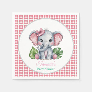 Serviette En Papier Baby shower de fille éléphante de la cou rose