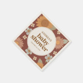 Serviette En Papier Baby shower de fille Fleur sauvage rétros (Coin)