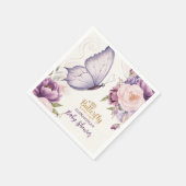 Serviette En Papier Baby shower de fille papillon rose violet (Coin)