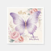 Serviette En Papier Baby shower de fille papillon rose violet (Devant)