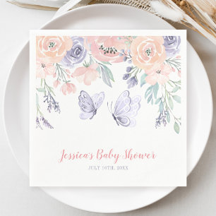 Serviette En Papier Baby shower de fille papillon rose violet
