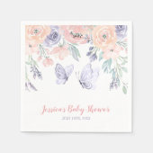 Serviette En Papier Baby shower de fille papillon rose violet (Devant)